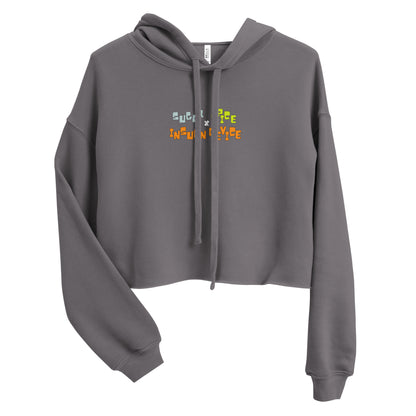 'SUGAR, SPICE, INSULIN DEVICE' Crop Hoodie